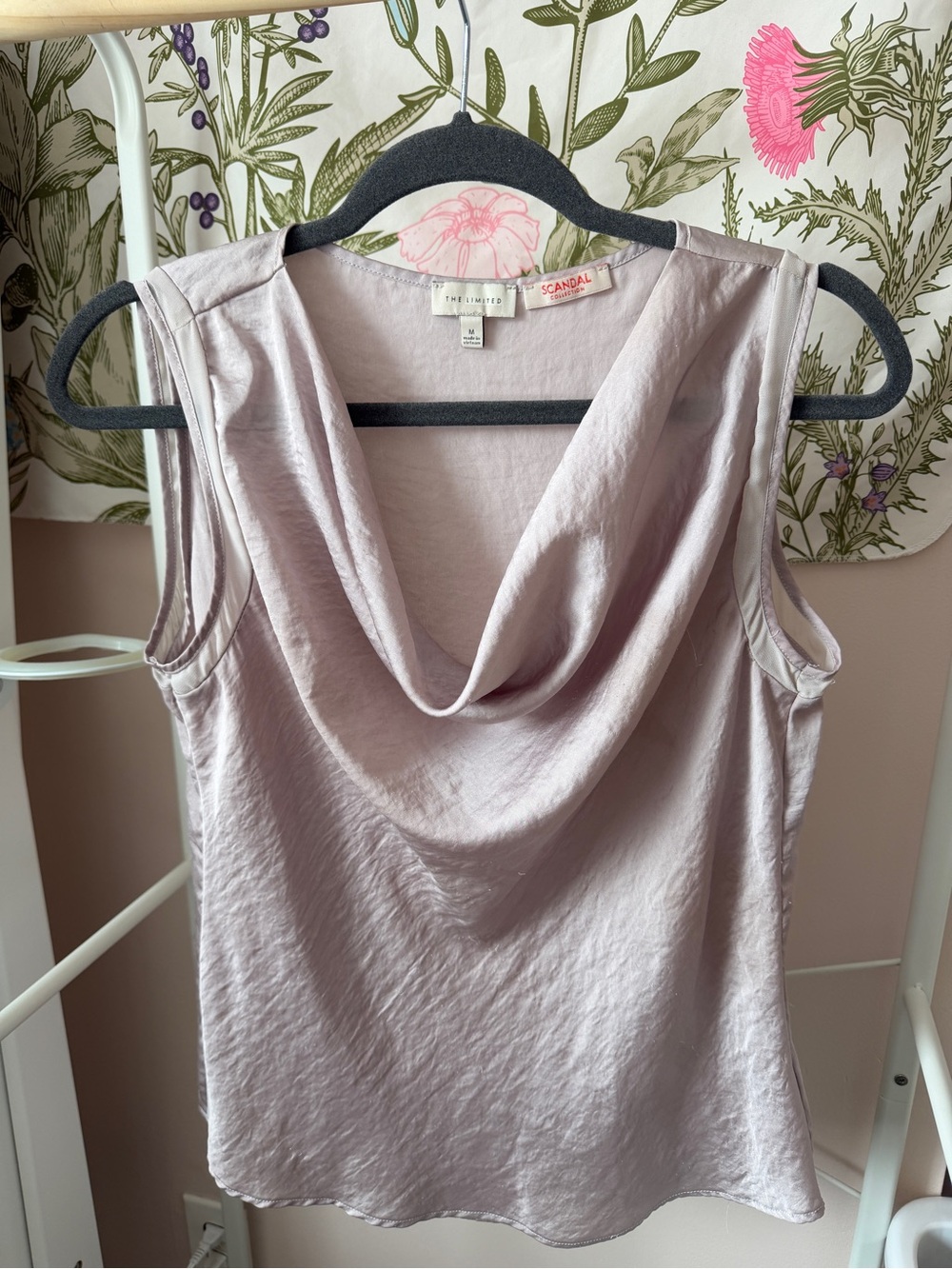 The Limited Pale Lilac Scalloped Cowl Neck Sleeveless Top